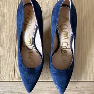 Sam Edelman Deep Navy Suede Pointed-Toe Pumps